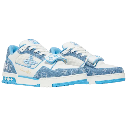 Louis Vuitton Trainer Low 'Velcro Strap - Light Blue Monogram Denim'