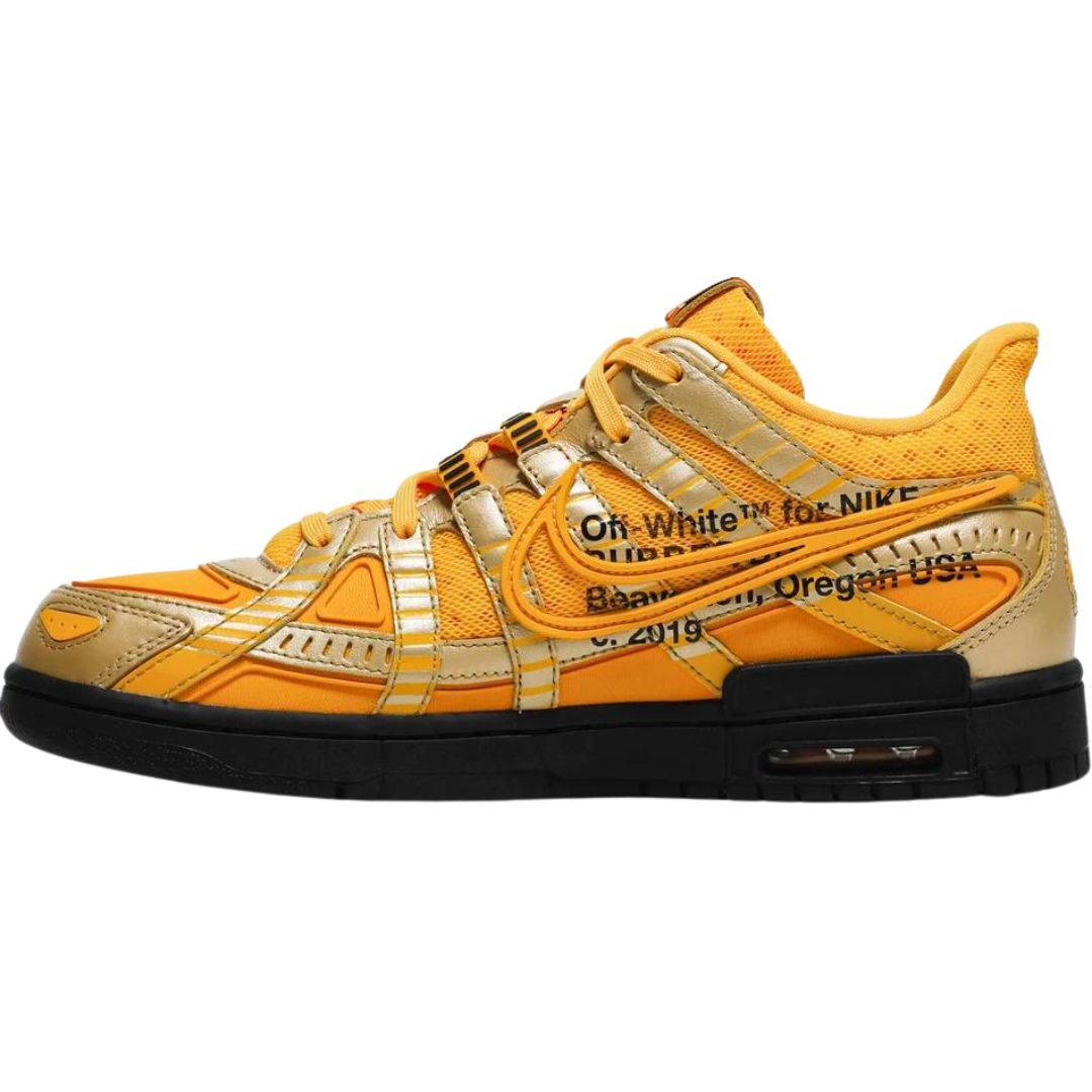 Off-White x Nike Air Rubber Dunk 'University Gold'