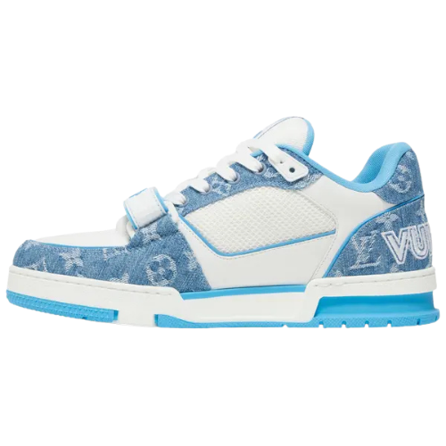 Louis Vuitton Trainer Low 'Velcro Strap - Light Blue Monogram Denim'