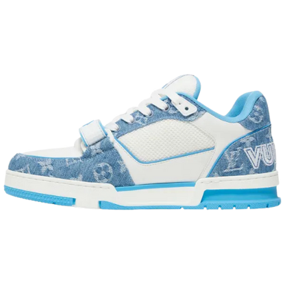 Louis Vuitton Trainer Low 'Velcro Strap - Light Blue Monogram Denim'
