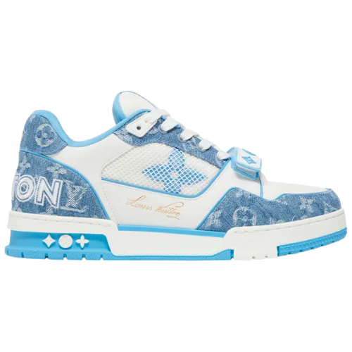 Louis Vuitton Trainer Low 'Velcro Strap - Light Blue Monogram Denim'